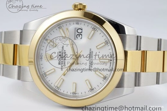 41 KING Steel Bezel on Dial 1:1 Polished Bracelet YG Oyster Best White DateJust Edition 904L SS VR3235 0311